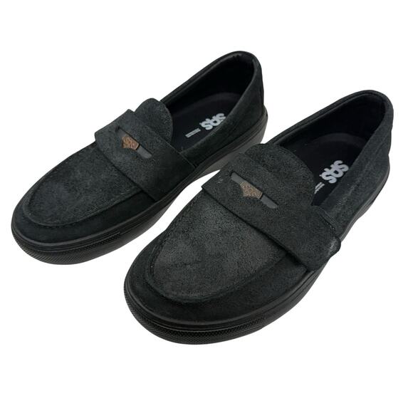 SAS Woodlawn Loafer Black Suede Slip On Comfort Walking Diabetic Size 11 WW WIDE - Picture 1 of 11